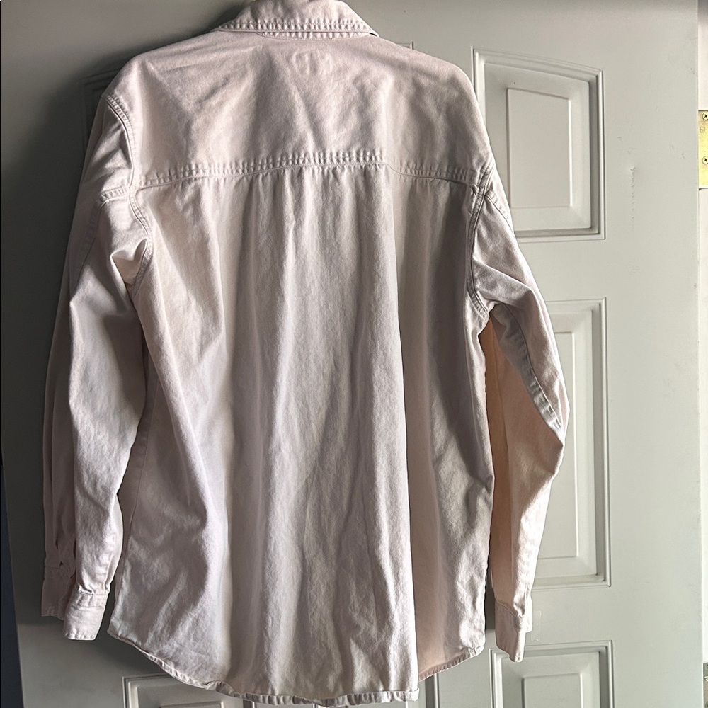 Levi Men's Cream Button-Up Denim Shirt - Size Large - Picture 4 of 5